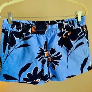 J CREW Women’s Short, Blue Floral 6, Elastic Waist